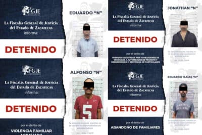 La FGJEZ detiene a cuatro personas con orden de aprehensión en Zacatecas