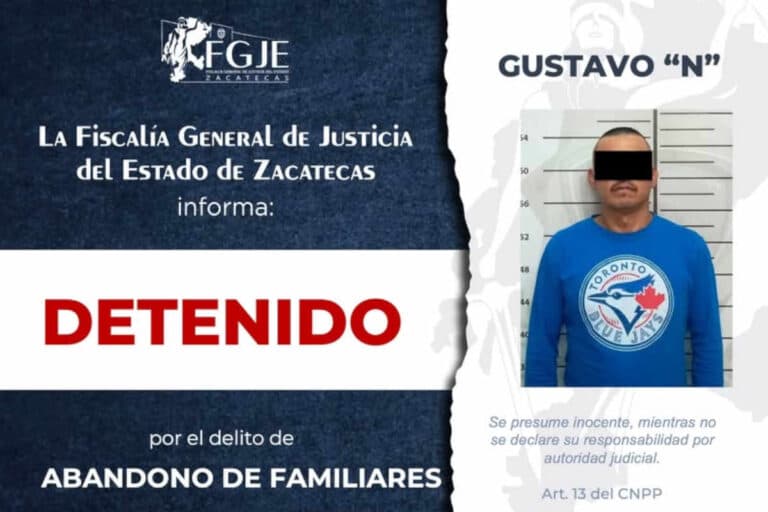 Capturan a Gustavo “N” por Abandono de Familiares: La FGJEZ Cumple con la Orden de Aprehensión