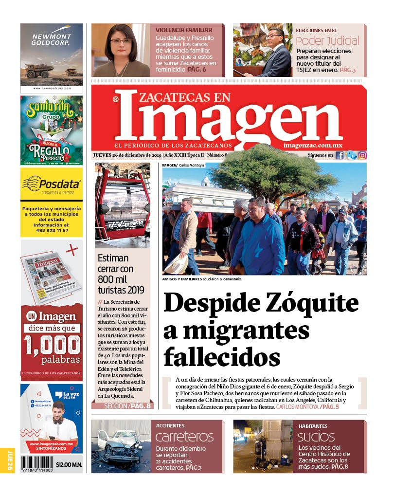 Imagen Zacatecas edición del 26 de diciembre de 2019