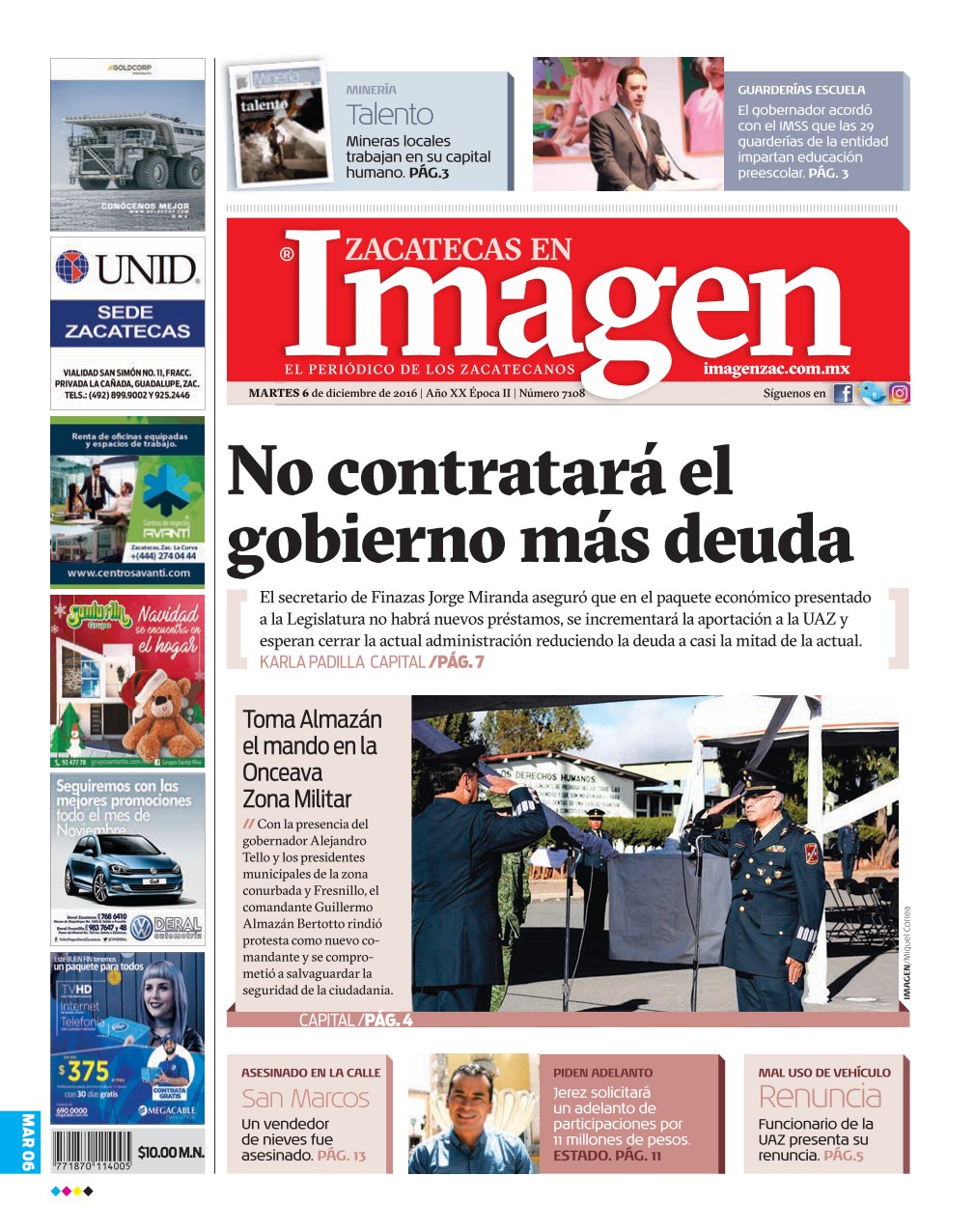 Imagen Zacatecas edición del 06 de Diciembre 2016