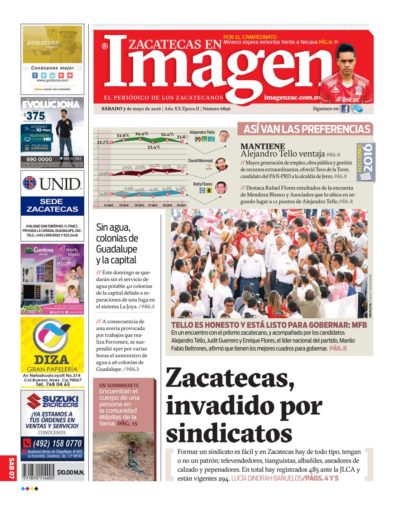 Imagen Zacatecas edición del 07 de Mayo 2016