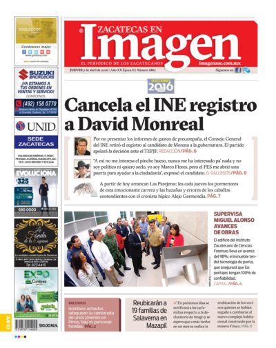 Imagen Zacatecas edición del 07 de Abril 2016