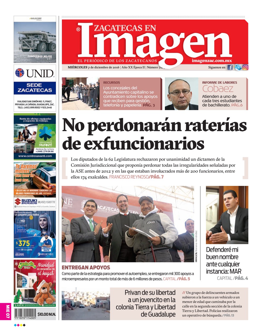 Imagen Zacatecas edición del 07 de Diciembre 2016