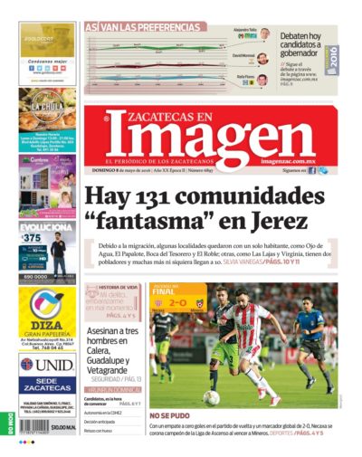 Imagen Zacatecas edición del 08 de Mayo 2016
