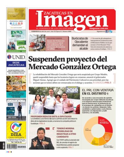 Imagen Zacatecas edición del 08 de Abril 2016
