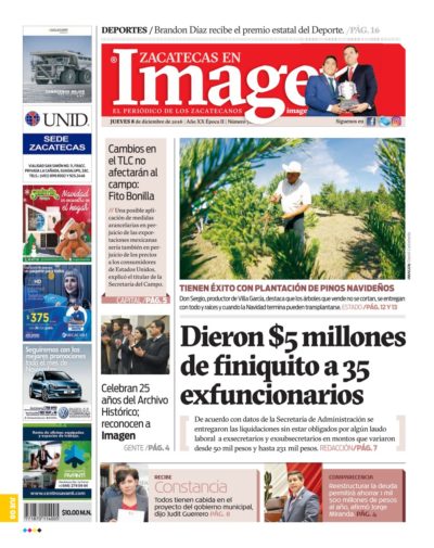 Imagen Zacatecas edición del 08 de Diciembre 2016