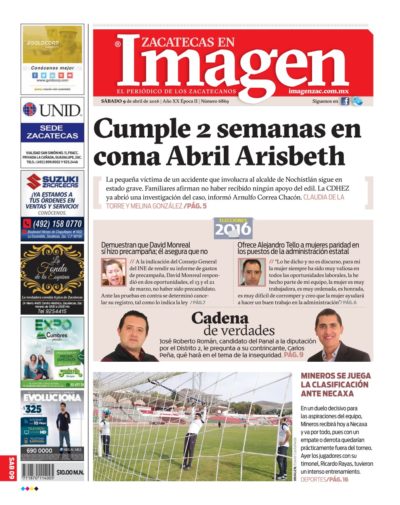 Imagen Zacatecas edición del 09 de Abril 2016