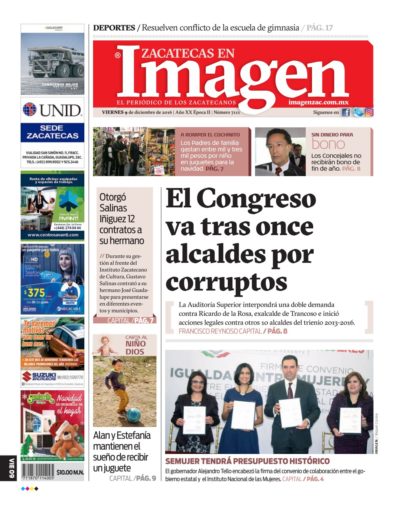 Imagen Zacatecas edición del 09 de Diciembre 2016