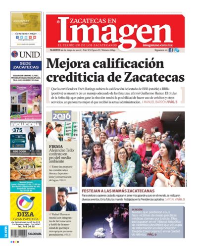 Imagen Zacatecas edición del 10 de Mayo 2016