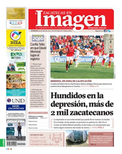 Imagen Zacatecas edición del 10 de Abril 2016