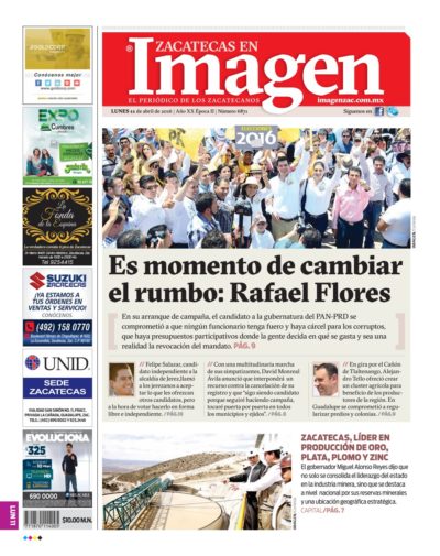 Imagen Zacatecas edición del 11 de Abril 2016