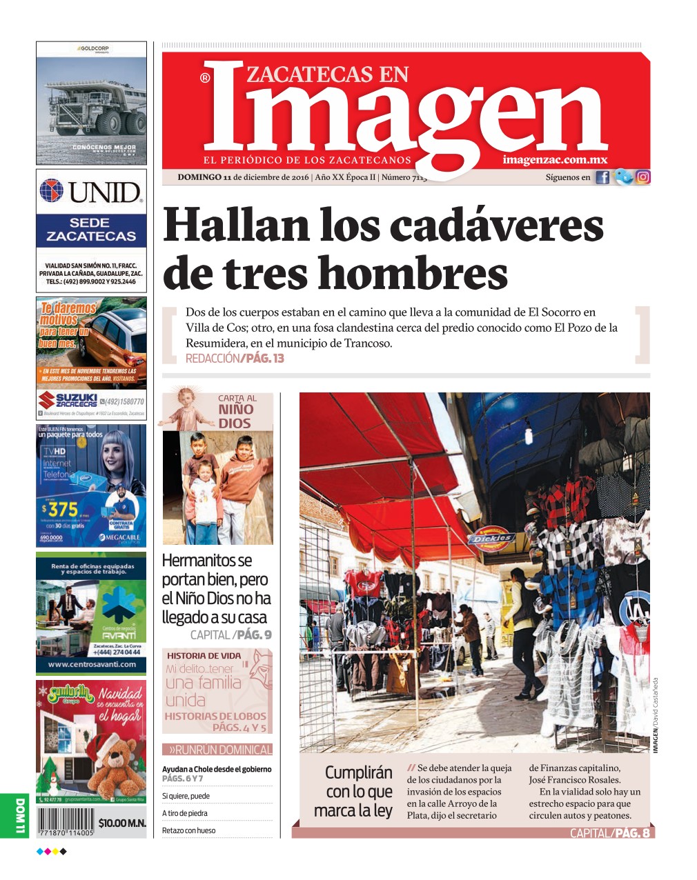 Imagen Zacatecas edición del 11 de Diciembre 2016