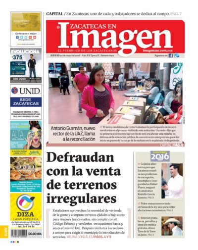 Imagen Zacatecas edición del 12 de Mayo 2016