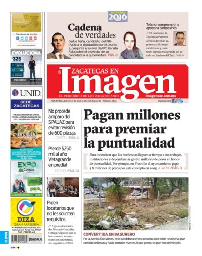 Imagen Zacatecas edición del 12 de Abril 2016