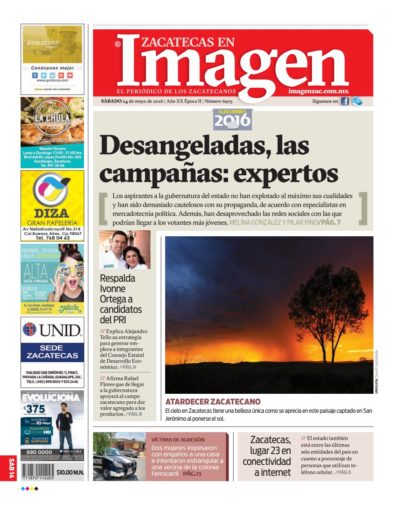 Imagen Zacatecas edición del 14 de Mayo 2016