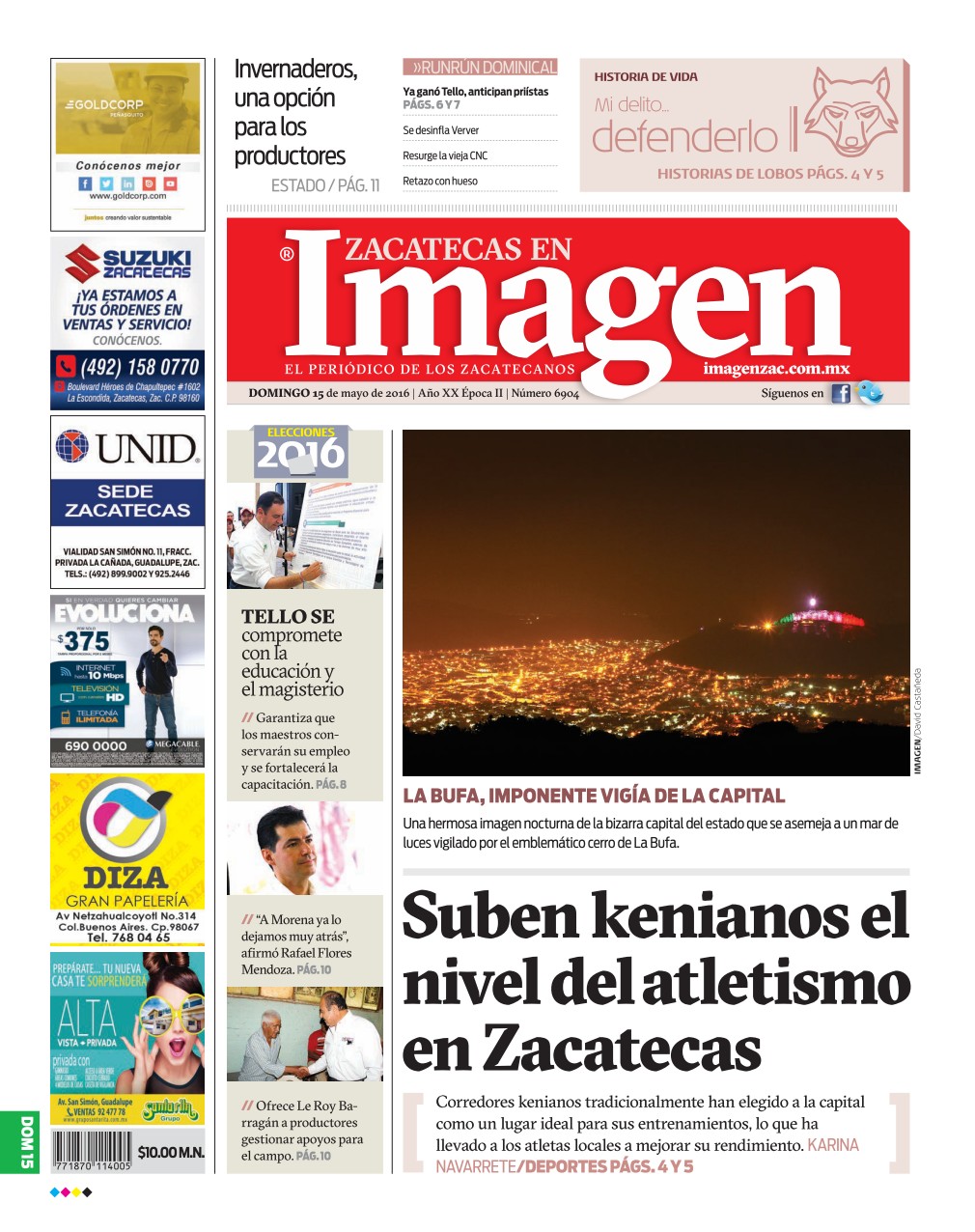 Imagen Zacatecas edición del 15 de Mayo 2016