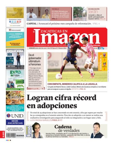 Imagen Zacatecas edición del 16 de Abril 2016