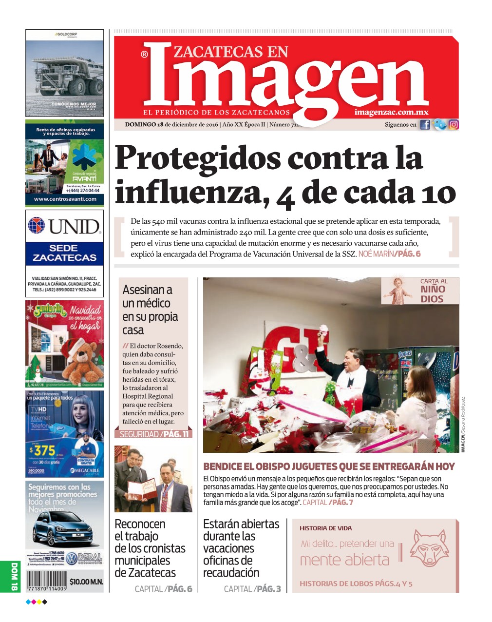 Imagen Zacatecas edición del 18 de Diciembre 2016