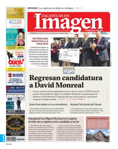 Imagen Zacatecas edición del 19 de Abril 2016
