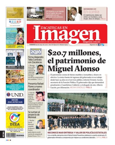 Imagen Zacatecas edición del 20 de Mayo 2016