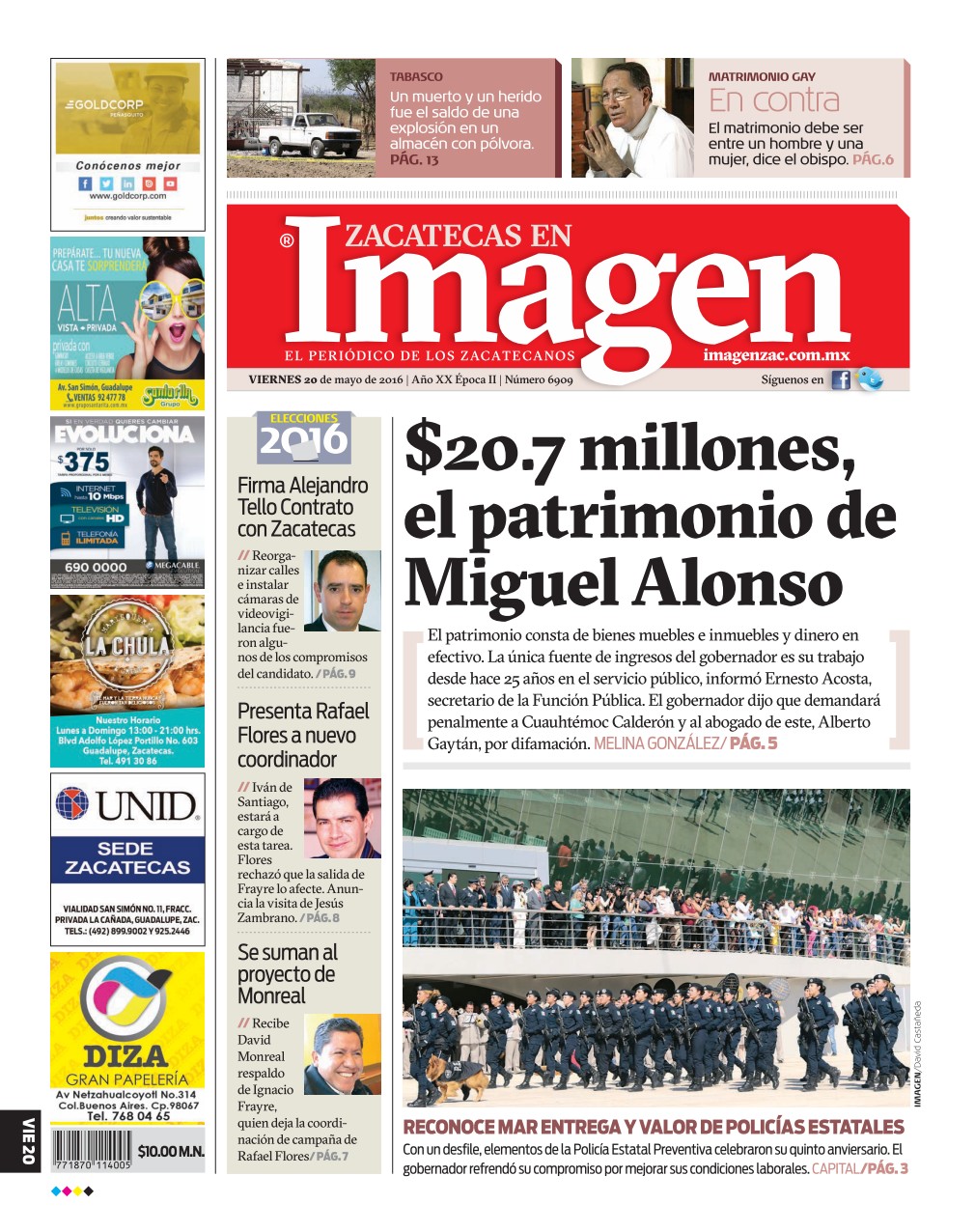 Imagen Zacatecas edición del 20 de Mayo 2016