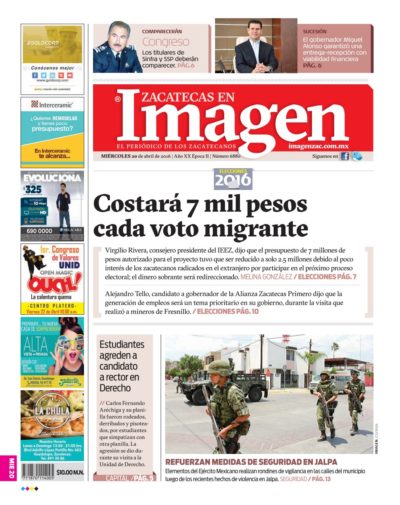 Imagen Zacatecas edición del 20 de Abril 2016