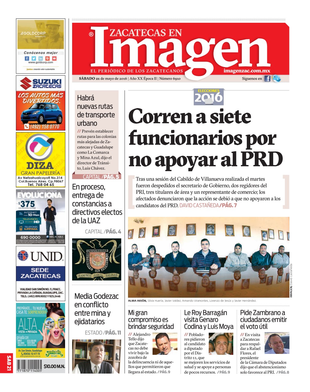 Imagen Zacatecas edición del 21 de Mayo 2016