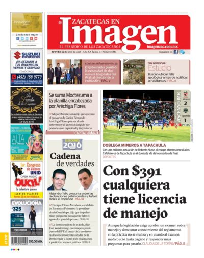 Imagen Zacatecas edición del 21 de Abril 2016