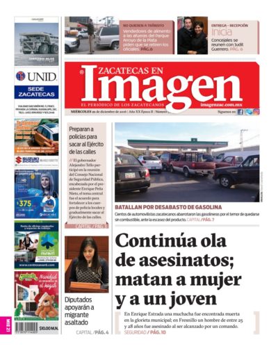 Imagen Zacatecas edición del 21 de Diciembre 2016