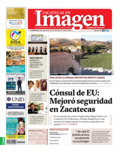 Imagen Zacatecas edición del 22 de Mayo 2016