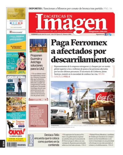 Imagen Zacatecas edición del 22 de Abril 2016