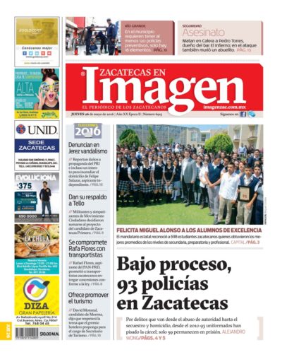 Imagen Zacatecas edición del 26 de Mayo 2016