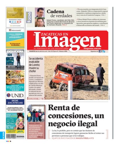Imagen Zacatecas edición del 26 de Abril 2016