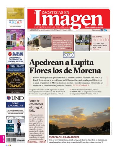 Imagen Zacatecas edición del 27 de Abril 2016