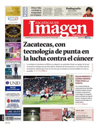Imagen Zacatecas edición del 29 de Abril 2016