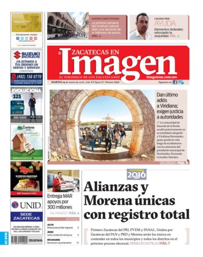 Imagen Zacatecas edición del 29 de Marzo 2016