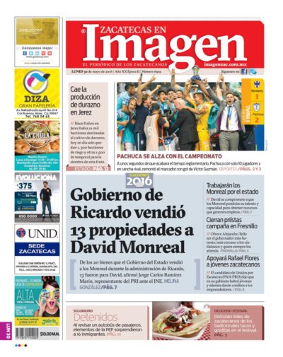 Imagen Zacatecas edición del 30 de Mayo 2016