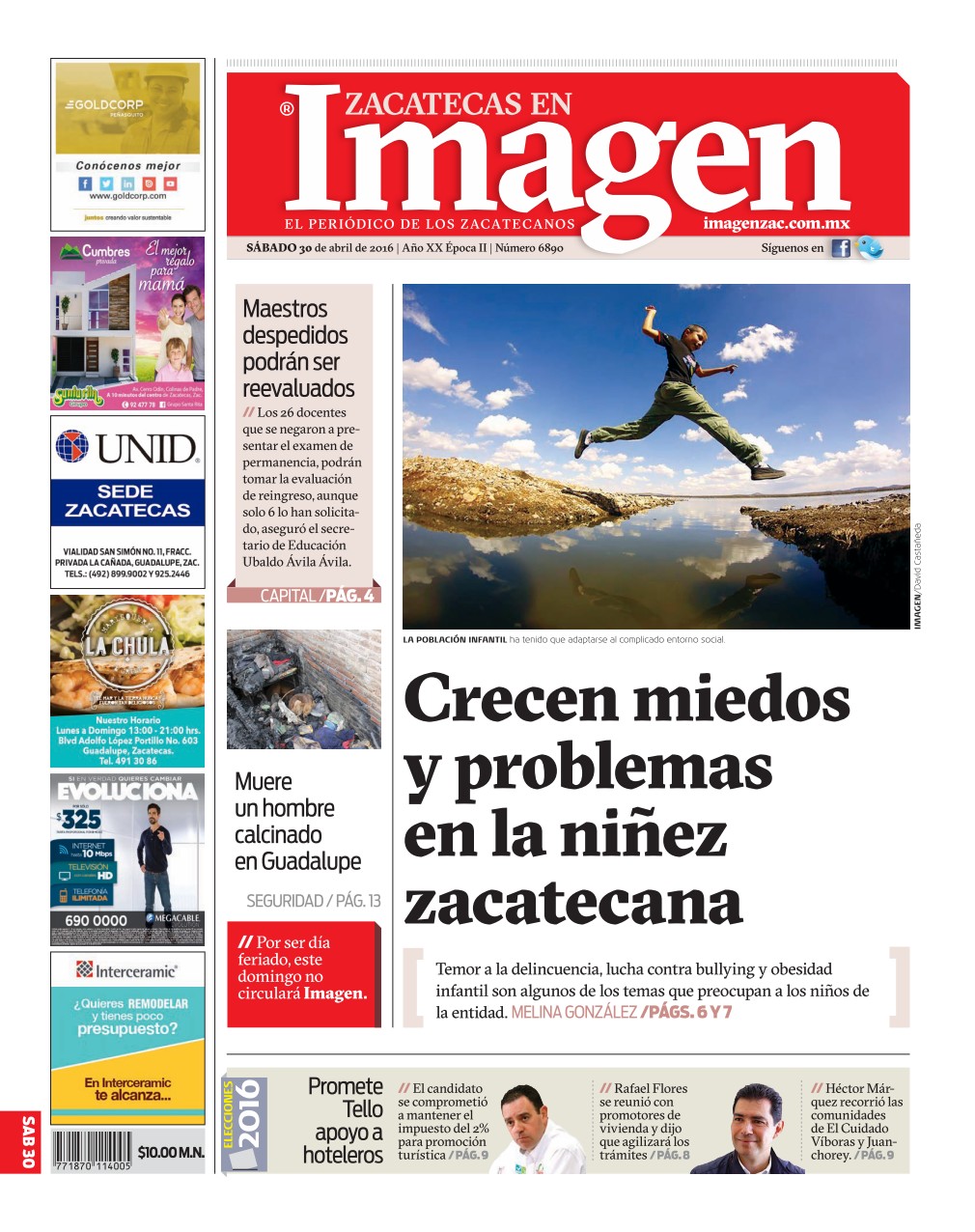 Imagen Zacatecas edición del 30 de Abril 2016