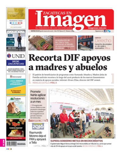 Imagen Zacatecas edición del 30 de Marzo 2016