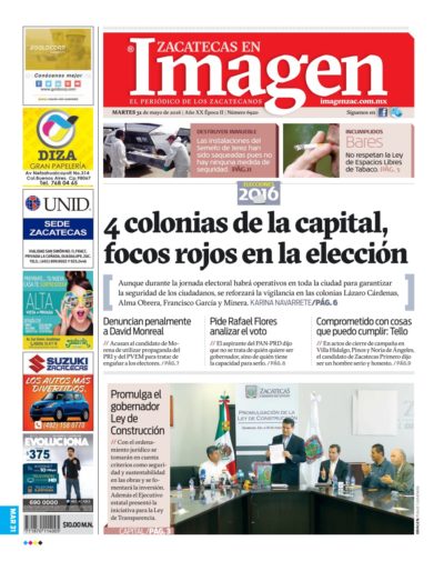 Imagen Zacatecas edición del 31 de Mayo 2016