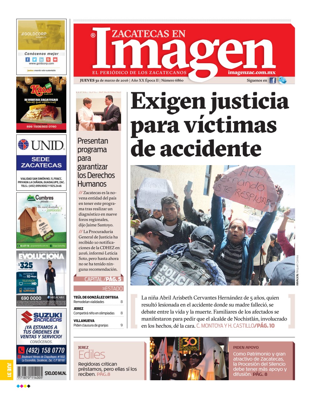 Imagen Zacatecas edición del 31 de Marzo 2016