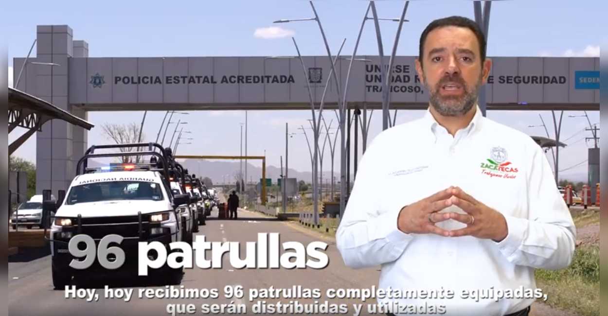 El Gobernador del estado de Zacatecas, anunció que las 96 patrullas serán distribuidas y utilizadas en toda la entidad.