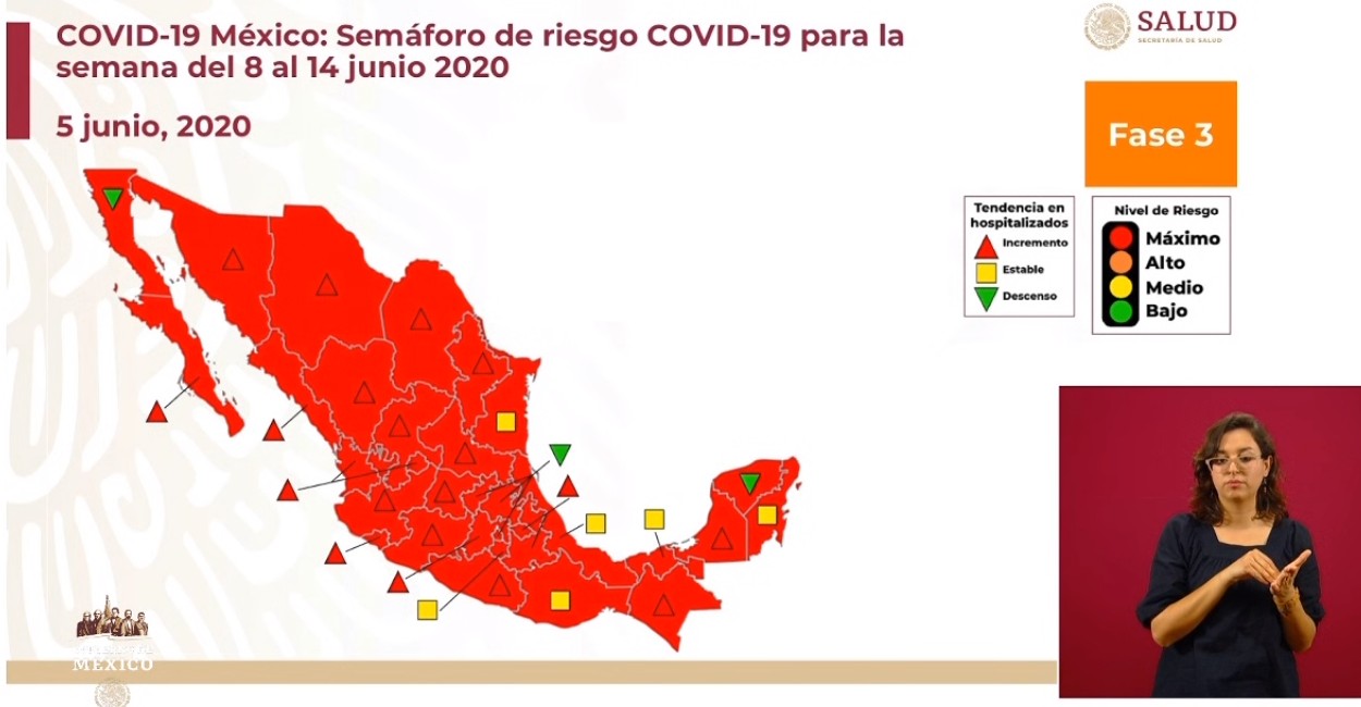 Todo México se encuentra en rojo. Foto: Captura de pantalla.
