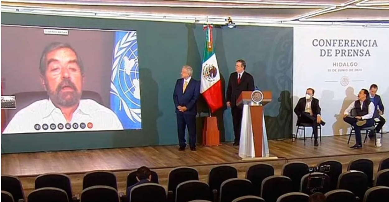 Juan Ramón de la Fuente, en videollamada con el presidente Andrés Manuel López Obrador.
