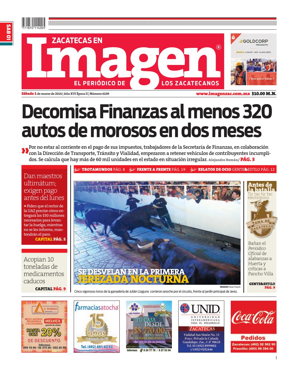 Imagen Zacatecas edición del 01 de Marzo 2014
