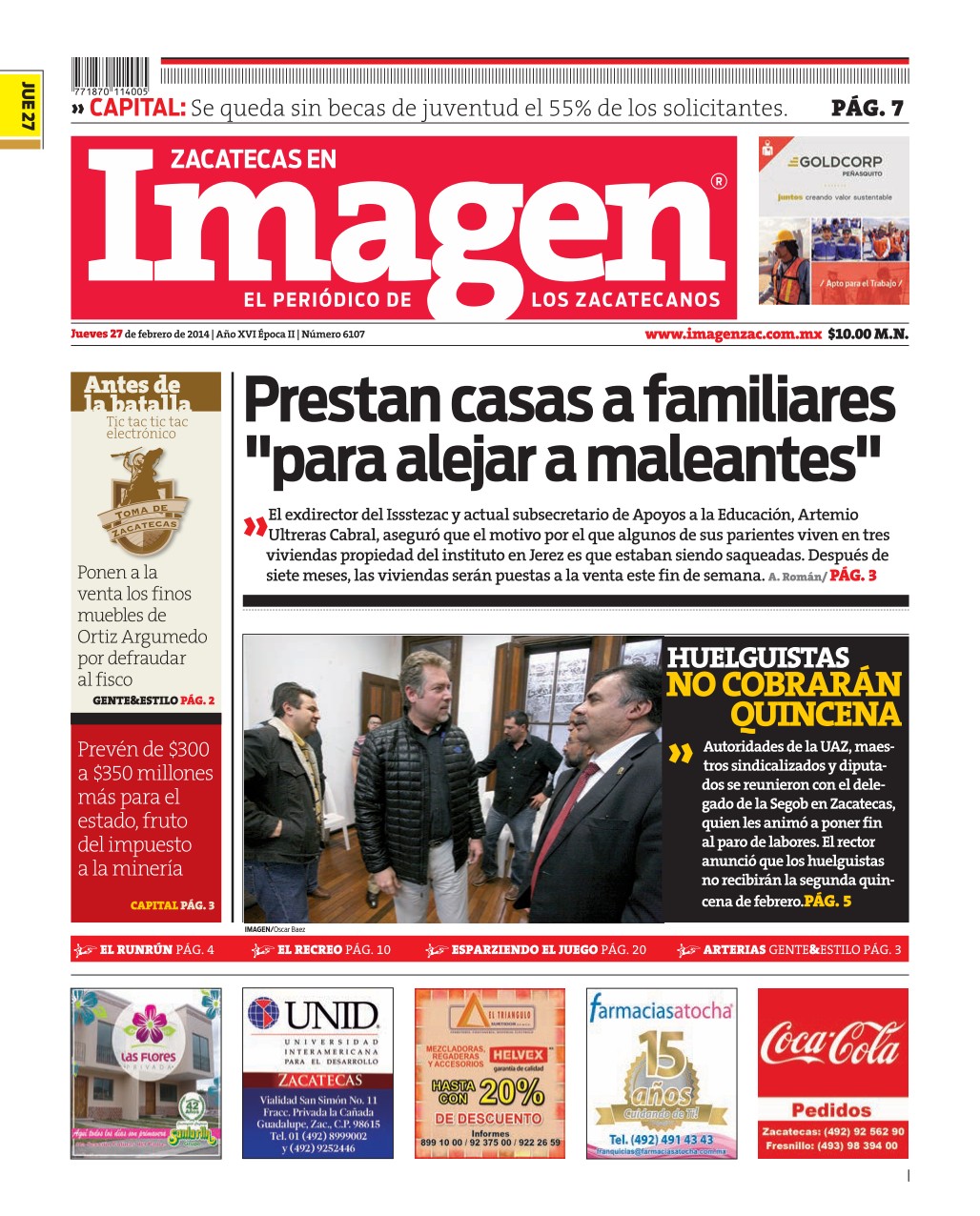 Imagen Zacatecas edición del 27 de Febrero 2014