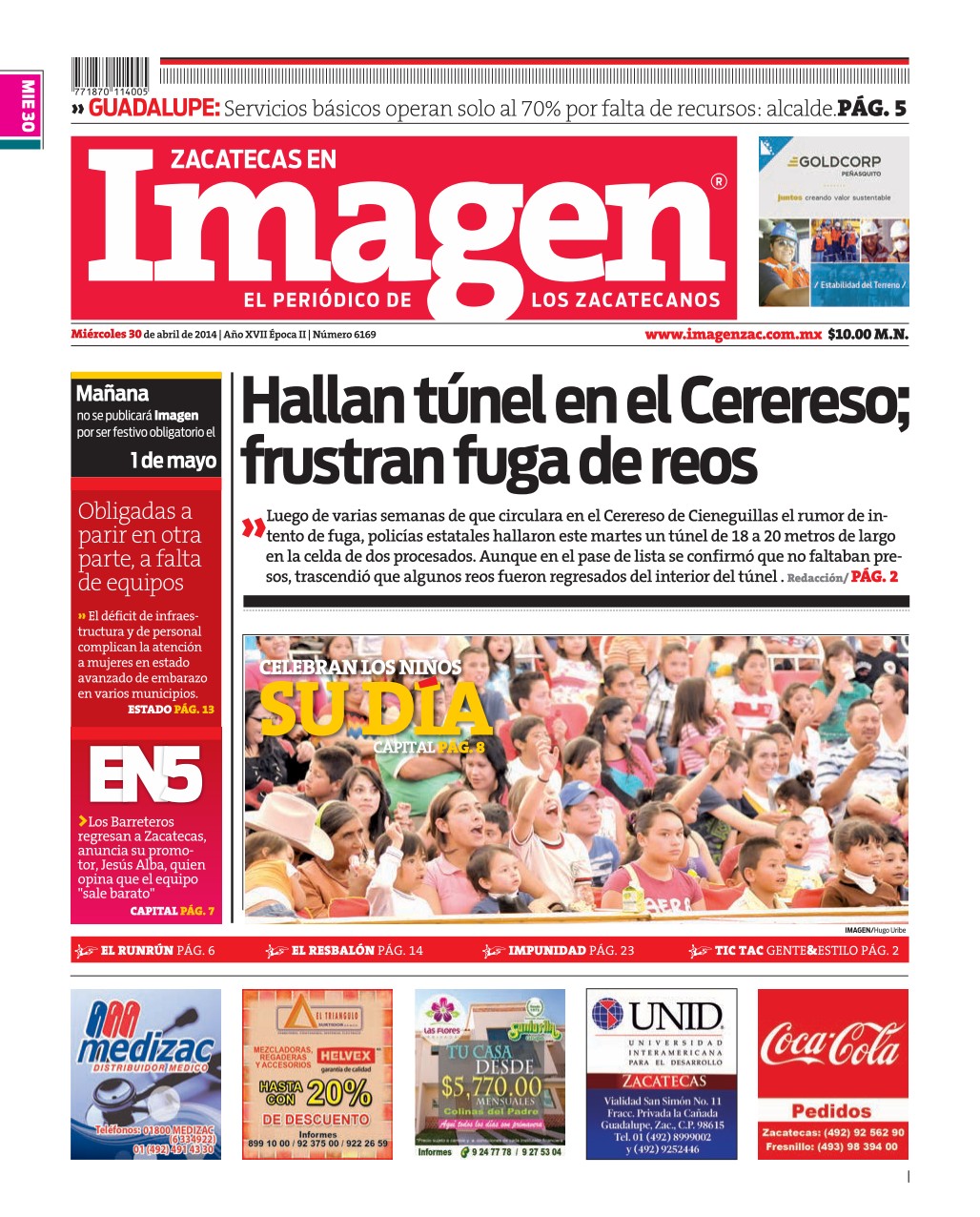 Imagen Zacatecas edición del 30 de Abril 2014