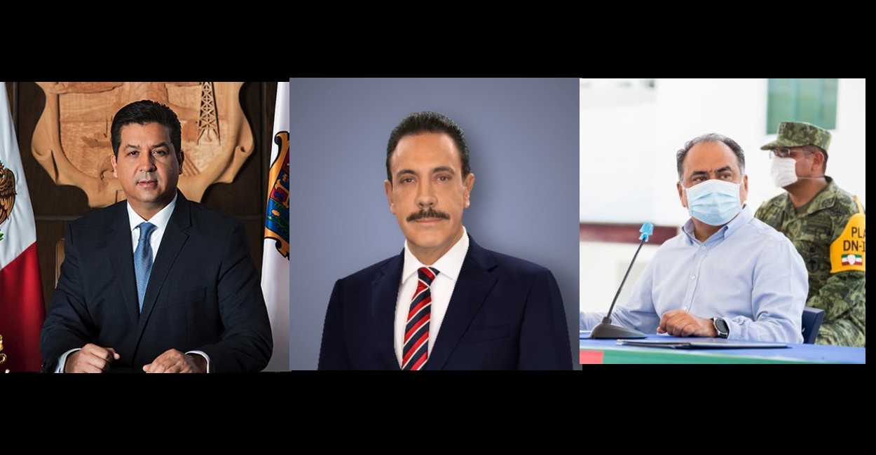 Francisco Cabeza, gobernador de Tamaulipas; Omar Fayad, gobernador de Hidalgo; Héctor Astudillo, gobernador de Guerrero. 