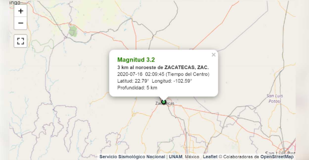 Foto: Captura de pantalla del servicio sismológico nacional de la UNAM.