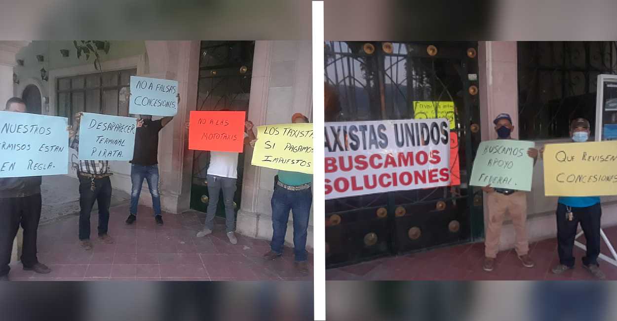 Diversos taxistas se manifestaron con pancartas y lonas en Juchipila.